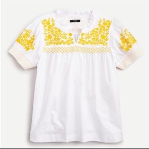 NWOT Embroidered cotton poplin puff-sleeve top